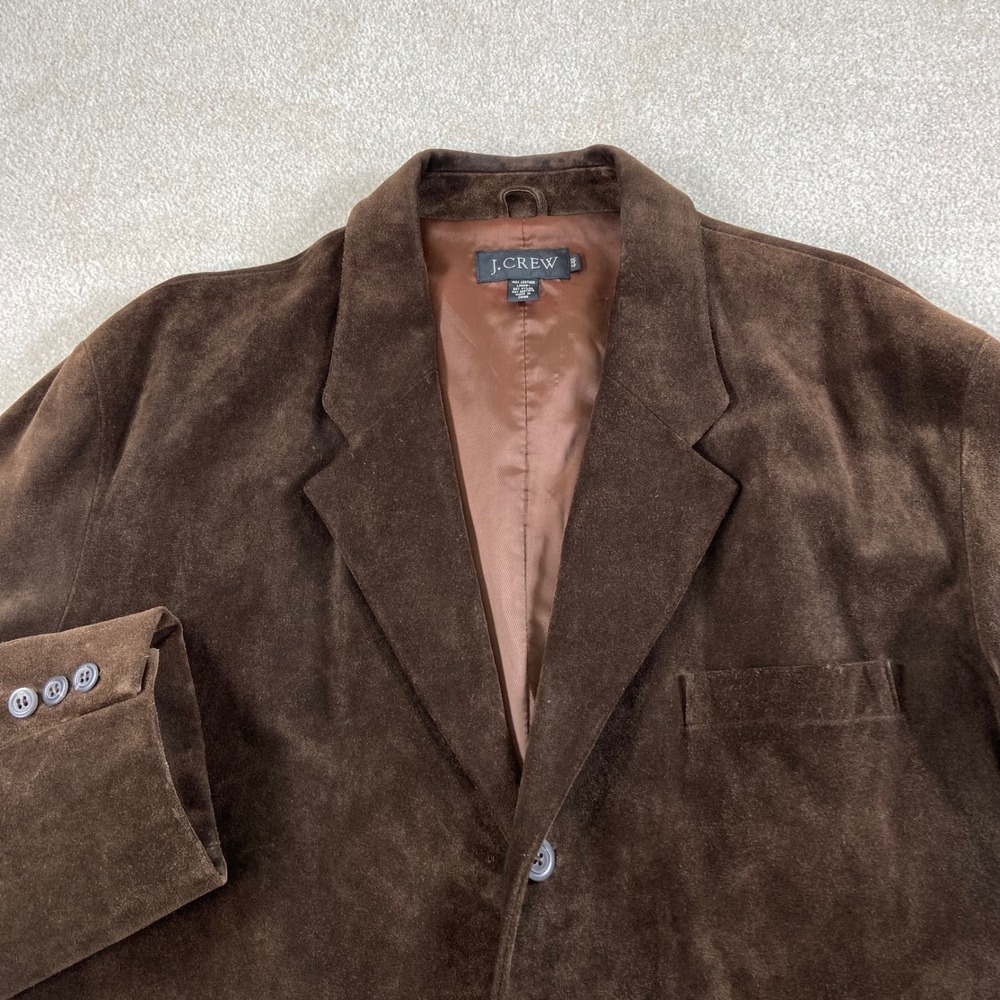J.Crew Suede Leather Blazer Jacket‎ Mens 44R Brown 3-Button Sport Coat